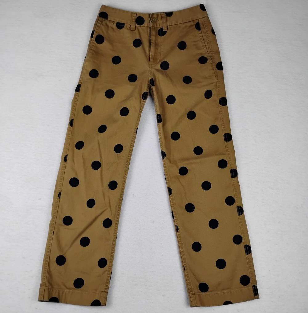 J. Crew Polka Chino Pant In Tan/Black Combo Size 00 Petite XXS - Picture 2 of 5